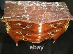 Louis XV Curved Cabinet In Marquetry, 19th Century Era