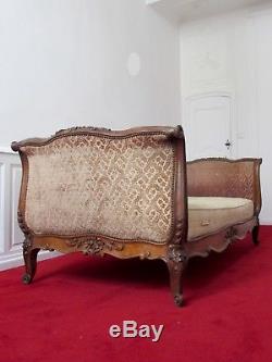 Louis XV Rest Bed Walnut Carved Rocaille Sultane Style Xixth