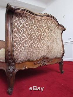 Louis XV Rest Bed Walnut Carved Rocaille Sultane Style Xixth