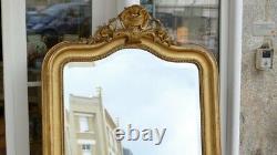 Louis XV Style Mirror In Wood And Golden Stuc At La Feuille, 19th Century