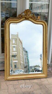 Louis XV Style Mirror In Wood And Golden Stuc At La Feuille, 19th Century