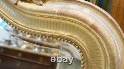 Louis XV Style Mirror In Wood And Golden Stuc At La Feuille, 19th Century