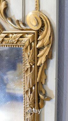 Louis XVI Carved, Lacquered and Gilded Wood Trumeau Mirror, 19th Century