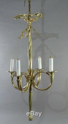 Louis XVI Chandelier Horns For Hunting And Trimmings, Gilt Bronze Era XIX