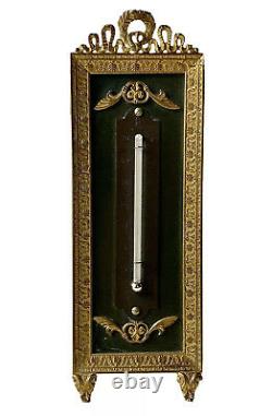 Louis XVI Style Golden Bronze Poser Thermometer Noud Ribbons Epoque XIX Ème