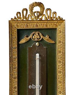 Louis XVI Style Golden Bronze Poser Thermometer Nud Rubans Epoque XIX Ème