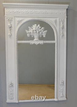 Louis XVI carved and painted wooden Trumeau mirror, 19th century