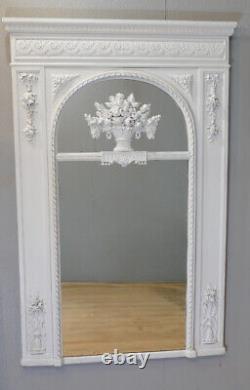 Louis XVI carved and painted wooden Trumeau mirror, 19th century