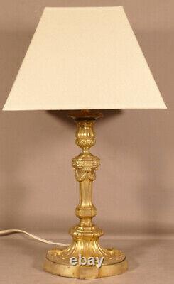 Louis XVI style gilt bronze lamp, 19th century period