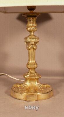 Louis XVI style gilt bronze lamp, 19th century period