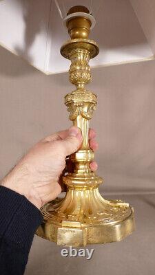 Louis XVI style gilt bronze lamp, 19th century period