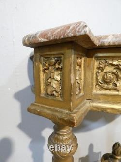 Louis XVI-style half-moon console in gilded wood and marble, 19th century