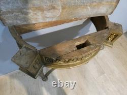 Louis XVI-style half-moon console in gilded wood and marble, 19th century