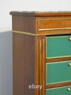 Louis XVI-style mahogany chest of drawers with marble top, late 19th century<br/>