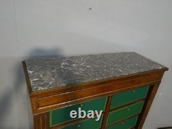 Louis XVI-style mahogany chest of drawers with marble top, late 19th century<br/>
  