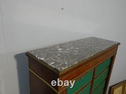 Louis XVI-style mahogany chest of drawers with marble top, late 19th century	 <br/>		 