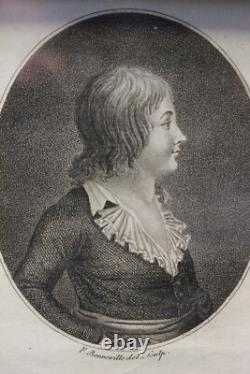 Louis XVII Lithograph of the Dauphin in Its 18th-Century Frame