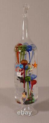 Ludion, Glass Bottle with Floating Threaded Glass Figurines, 19th Century