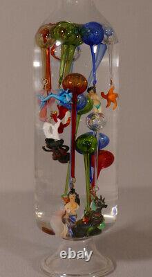 Ludion, Glass Bottle with Floating Threaded Glass Figurines, 19th Century