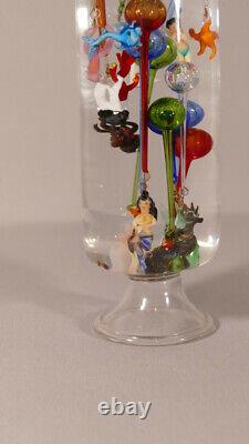 Ludion, Glass Bottle with Floating Threaded Glass Figurines, 19th Century
