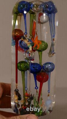 Ludion, Glass Bottle with Floating Threaded Glass Figurines, 19th Century