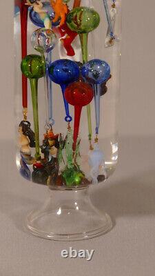 Ludion, Glass Bottle with Floating Threaded Glass Figurines, 19th Century
