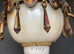 Lustre Cloisonne Epoque Napoleon III Six Feux Coupe Albatre Xixeme L1277