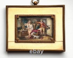 MINIATURE PAINTING PORTRAIT GENRE SCENE LATE 19th CENTURY SIGNED