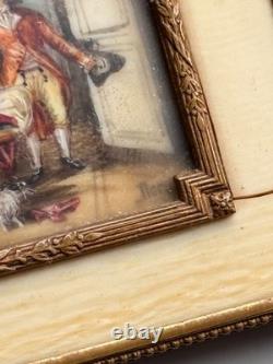MINIATURE PAINTING PORTRAIT GENRE SCENE LATE 19th CENTURY SIGNED