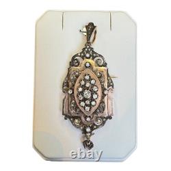 Magnificent Antique Brooch Pendant 18K Gold Diamonds 19th Century 18 Carat Gold