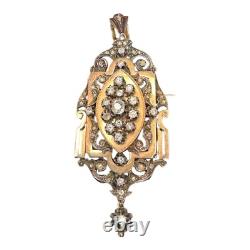 Magnificent Antique Brooch Pendant 18K Gold Diamonds 19th Century 18 Carat Gold