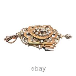 Magnificent Antique Brooch Pendant 18K Gold Diamonds 19th Century 18 Carat Gold