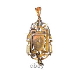 Magnificent Antique Brooch Pendant 18K Gold Diamonds 19th Century 18 Carat Gold