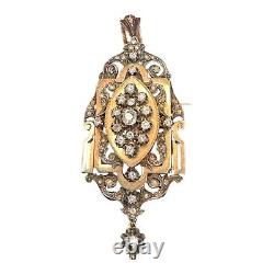 Magnificent Antique Brooch Pendant 18K Gold Diamonds 19th Century 18 Carats