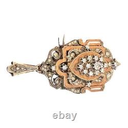 Magnificent Antique Brooch Pendant 18K Gold Diamonds 19th Century 18 Carats