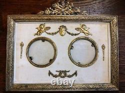 Magnificent Double Frame In Gold Bronze Louis XVI Style, 19th Century Era