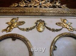 Magnificent Double Frame In Gold Bronze Louis XVI Style, 19th Century Era