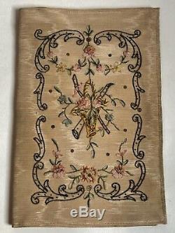 Magnificent Old Book Binding Cloth Or Pouch Embroidered Xixth