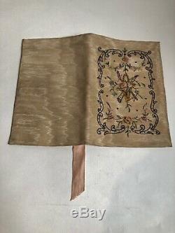 Magnificent Old Book Binding Cloth Or Pouch Embroidered Xixth