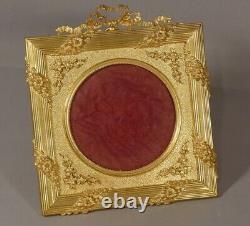 Magnificent Photo Frame Or Miniature Louis XVI En Bronze Doré Ciselé, Epoch XIX Ème