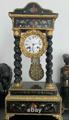 Magnificent Poetic Clock Napoleon III Era With Columns 19th