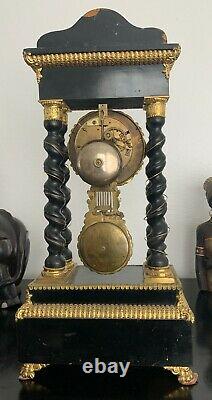 Magnificent Poetic Clock Napoleon III Era With Columns 19th