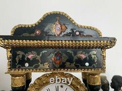 Magnificent Poetic Clock Napoleon III Era With Columns 19th