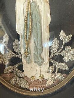 Magnificent Virgin Reliquary All Embroidered Superb Work Period 19th Century