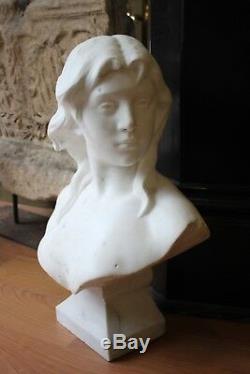Marble Bust Xixth, In The Style Of Falguiere