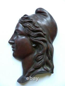 Marianne Profile 19th In Bronze Patinated Epoque Napoleon III 22.5 CM