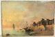 Marine Oil Painting On Panel Signed Tony De Bergues Era 19th Century