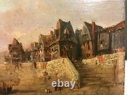 Marine Oil Painting On Panel Signed Tony De Bergues Era 19th Century