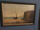 Marine From The 19th Century: Barque On The Beach. Oil Painting In An Antique Frame. Signed.