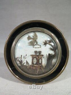 Medallion Frame Old Miniature Souvenir Heart Dove Hair Time XIX